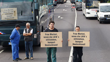 Fahrerproteste in Wittenberge/Brandenburg