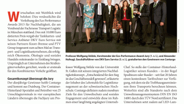 Contargo gewinnt Eco Performance Award 2015