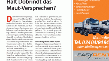 De-Minimis-Förderung: Editorial: Hält Dobrindt das Maut-Versprechen?