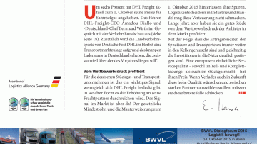 Transportpreise: Editorial: Ein wichtiges Signal