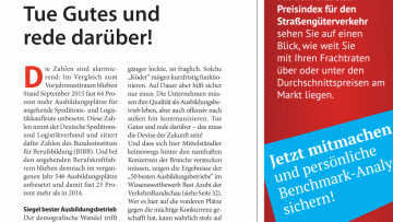 Speditions- und Logistikausbildung: Editorial: Tue Gutes und rede darüber!