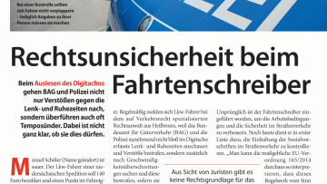 Rechtsunsicherheit beim Fahrtenschreiber