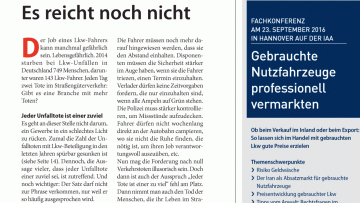 Sicherheit im Strassengüterverkehr: Editorial: Es reicht noch nicht