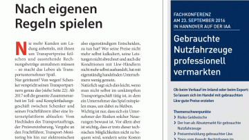Transportplattformen: Editorial: Transportplattformen - nach eigenen Regeln spielen