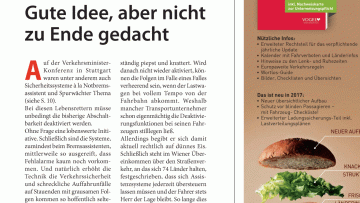 Assistenzsysteme: Editorial: Gute Idee, aber nicht zu Ende gedacht
