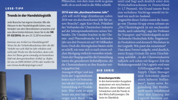 Neue Formeln in der Chemielogistik
