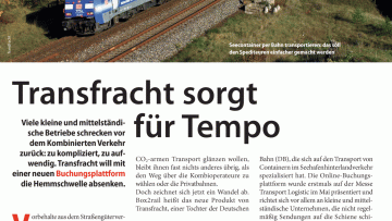 Transfracht sorgt für Tempo