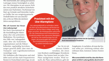 Wieso testet die Spedition Koch die Alarmplane?