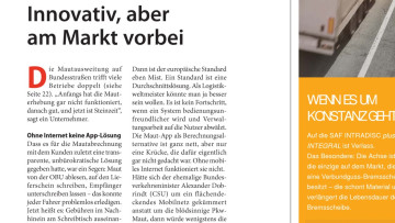 Umstellung der Mautberechnung: Innovativ, aber am Markt vorbei