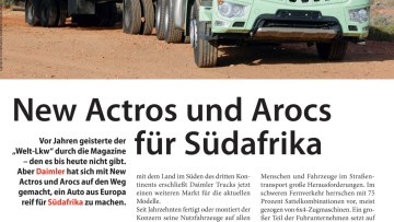 New Actros und Arocs für Südafrika
