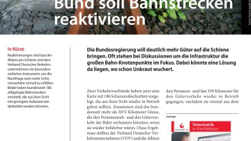 Bund soll Bahnstrecken reaktivieren