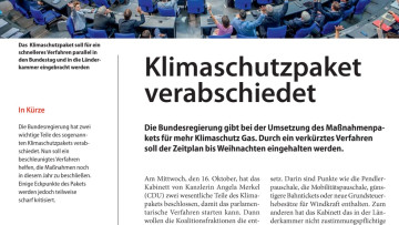 Klimaschutzpaket verabschiedet