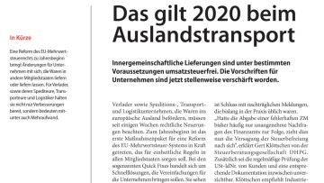 Das gilt 2020 beim Auslandstransport
