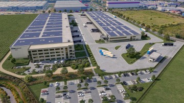 Visualisierung des neuen Mega-Centers im GVZ Bremen: Der rund 36.650 m² große Neubau wird speziell auf die Anforderungen der Lebensmittellogistik zugeschnitten. Die Fertigstellung ist für Ende 2027 geplant.