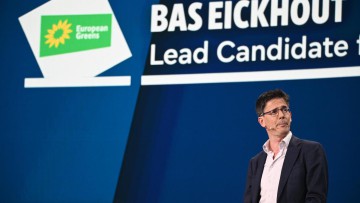 Bas Eickhout von den EU-Grünen spricht am 09.06.2024 auf der Bühne