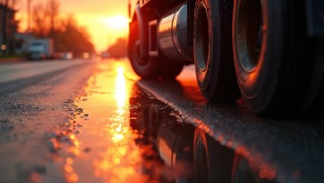 Lkw im Sonnenuntergang