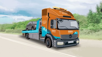 Erste Skizze des ACV Wasserstoff-Abschleppwagens, der ab 2026 im Alltagsbetrieb im Raum Köln eingesetzt werden soll.