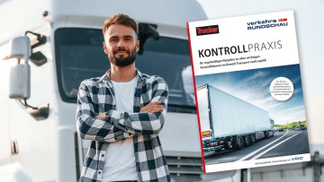 Lkw-Fahrer vor seinem Lkw, Titelbild des Booklets Kontrollpraxis