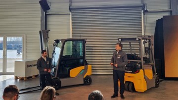 Jungheinrich Gegengewichtsstapler EFG 2/3 auf der Fachpressekonferenz von Jungheinrich in Hamburg