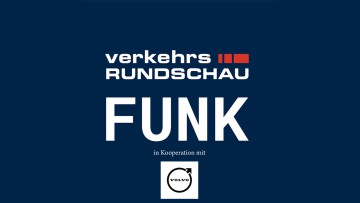 Logo VerkehrsRundschau Funk mit Logo von Volvo Trucks