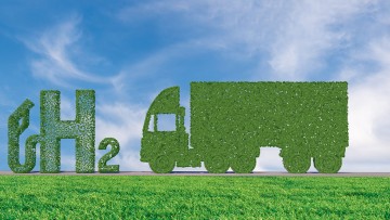 Illustration eines grünen Wasserstoff-Lkw
