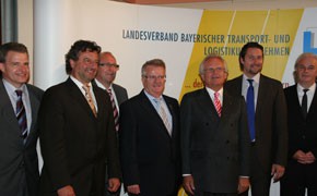 Das LBT-Präsidium: Sebastian Lechner, Heinz Zapp, Hans Ach, Manfred Wandinger, Hans Wormser, Staatssekretär Andreas Scheuer, Wolfgang Anwander