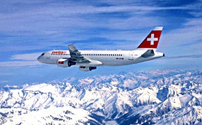 Swiss, Flugzeug, Himmel, Berge