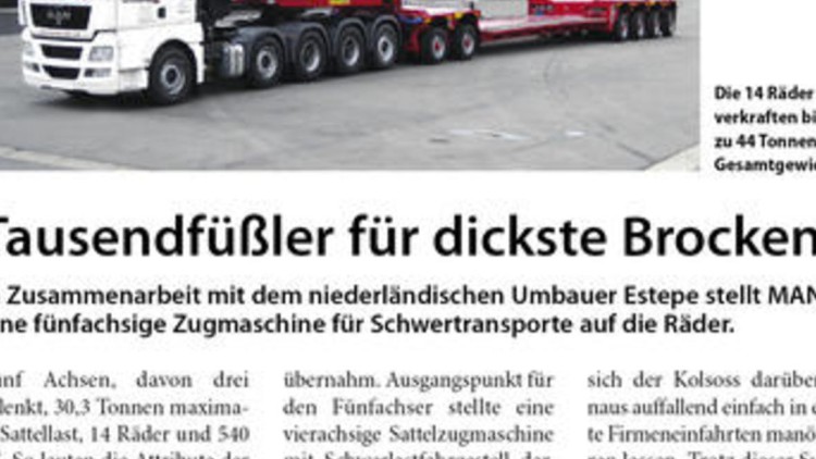Die 14 Räder verkraften bis zu 44 Tonnen ...