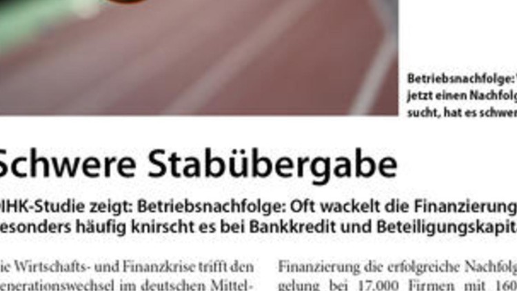 Betriebsnachfolge: Wer jetzt einen Nachfolger ...