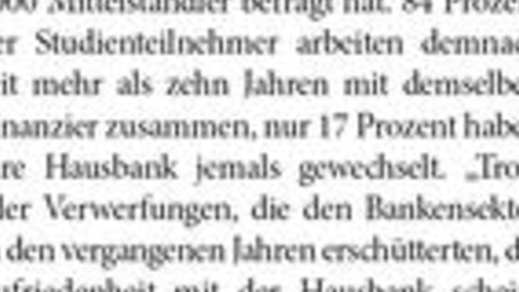 Mittelständler geben Hausbanken gute Noten