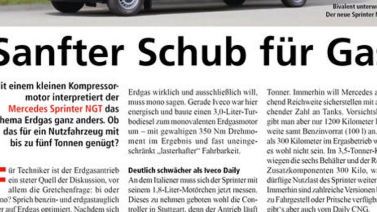 Bivalent unterwegs: Der neue Sprinter NGT