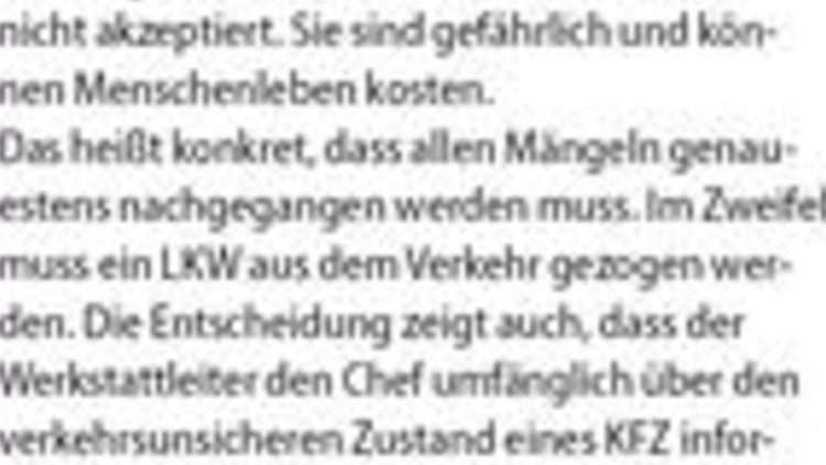 Werkstattleiter haften für Unterlassung