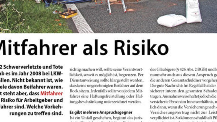 Mitfahrer als Risiko Mitfahrer als Risiko