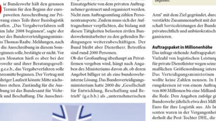 Bundesverteidigungsminister Jung will Teile der ...