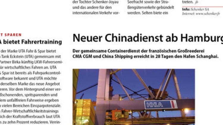 Neuer Chinadienst ab Hamburg