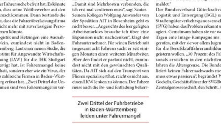 Fahrer verzweifelt gesucht Fahrer verzweifelt gesucht