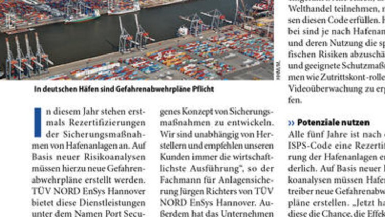 Gefahrenabwehrpläne für Häfen müssen erneuert werden