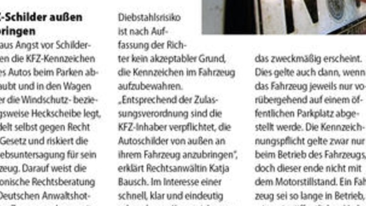 KFZ-Schilder außen anbringen