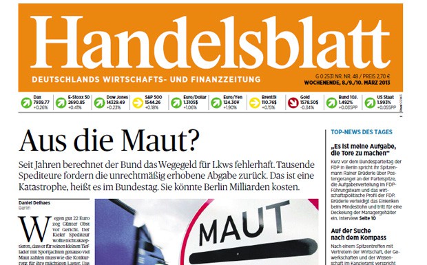 Handelsblatt: „Aus die Maut?“