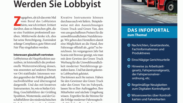 Umweltfreundliche Nutzfahrzeuge: Werden Sie Lobbyist