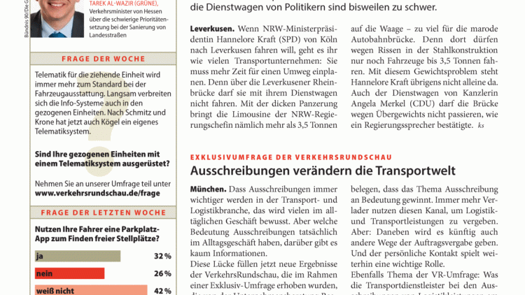 Exklusivumfrage der Verkehrsrundschau: Ausschreibungen verändern die Transportwelt Exklusivumfrage der Verkehrsrundschau: Ausschreibungen verändern die Transportwelt