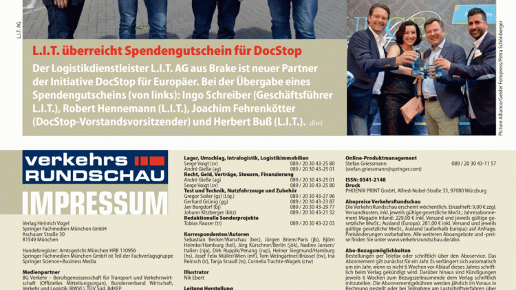 L.I.T. überreicht Spendengutschein für DocStop L.I.T. überreicht Spendengutschein für DocStop