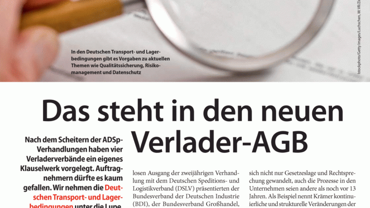 Das steht in den neuen Verlader-AGB