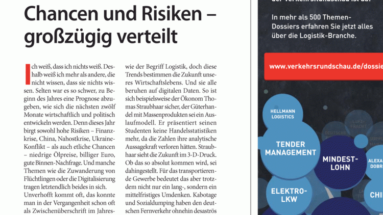 Ausblick 2016: Chancen und Risiken - großzügig verteilt Ausblick 2016: Chancen und Risiken - großzügig verteilt