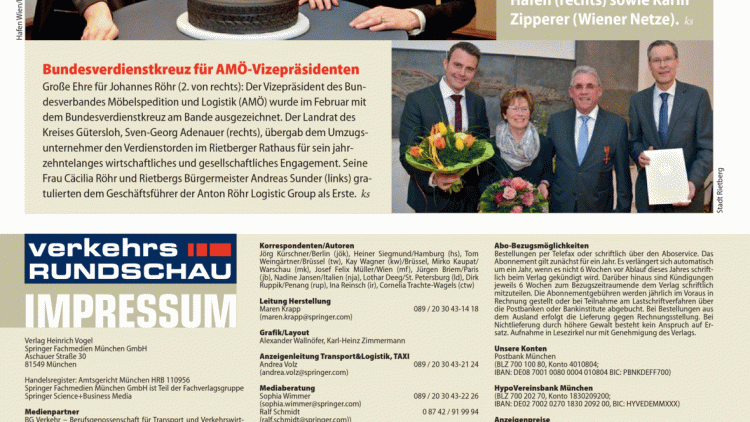 Bundesverdienstkreuz für AMÖ-Vizepräsidenten Bundesverdienstkreuz für AMÖ-Vizepräsidenten