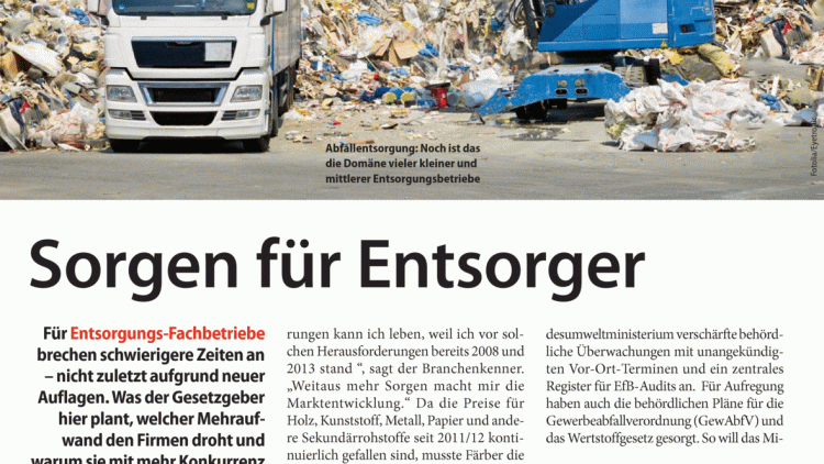Sorgen für Entsorger Sorgen für Entsorger