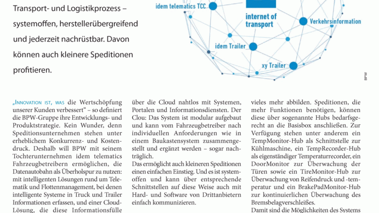 Transport 4.0: Die Datenautobahn als Überholspur Transport 4.0: Die Datenautobahn als Überholspur