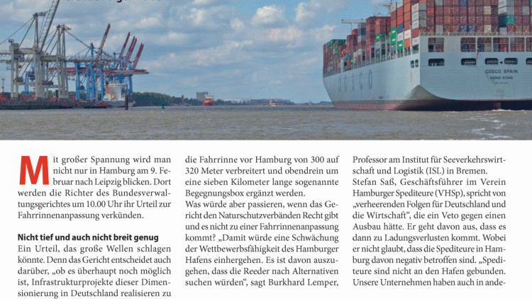 Interview: Fahrrinnenanpassung ist notwendig Interview: Fahrrinnenanpassung ist notwendig