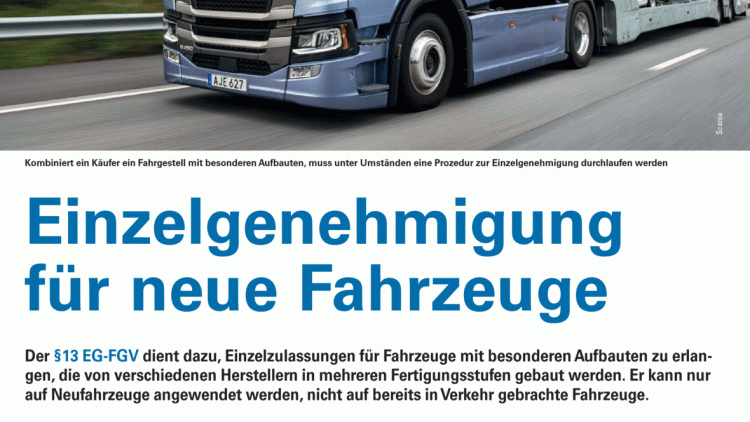 Einzelgenehmigung für neue Fahrzeuge