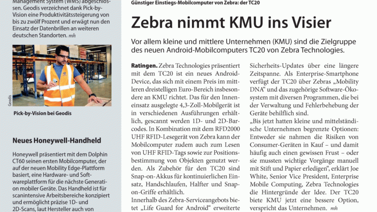 Zebra nimmt KMU ins Visier Zebra nimmt KMU ins Visier
